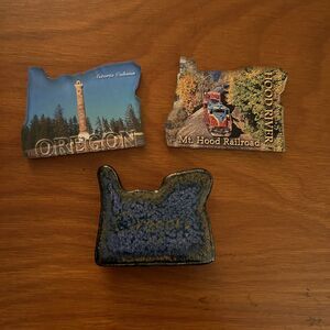 Lot Of 3 Oregon Souvenir Magnets Made In USA Astoria Mt. Hood Ceramic